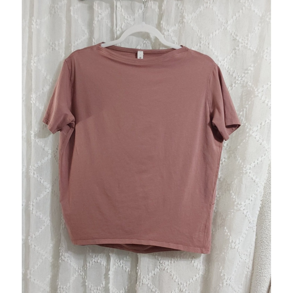 Lululemon Back In Action Short Sleeve Tee Pima Cotton Mauve Pink Size 2